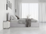 Polsterbett Schlafzimmerbett Doppelbett HILTON 120X200 mit Matratze und Stauraum, hellgrau