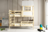 Hochbett in Hausform mit Dach – Erik aus Naturholz 90x190