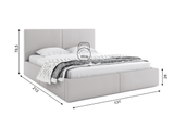 Polsterbett Schlafzimmerbett Doppelbett HILTON 120X200 mit Stauraum, hellgrau