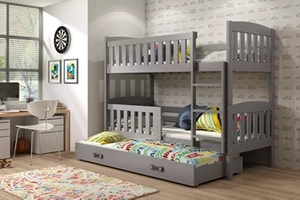 Etagenbett für drei Personen Jakob, 90x190, mit Schublade, grau
