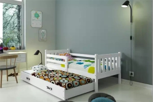 Ausziehbett für Jugendliche Lieb, 90x190, mit Matratze und Schublade, weiß