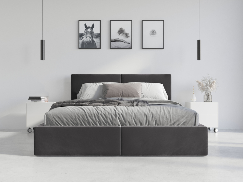 Polsterbett Schlafzimmerbett Doppelbett HILTON 140X200 mit Stauraum, graphit