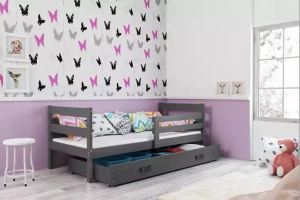 Jugendbett Erik, 90x190, mit Schublade, grau