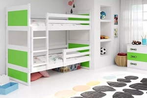 Stockbett für Jugendliche Richard, 90x200, weiß/grün