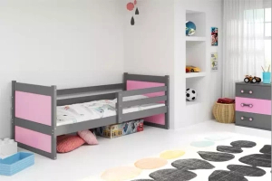 Jugendbett Richard, 90x190, grau/rosa