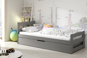Jugendbett Ernst, 90x200, mit Stauraum, grau