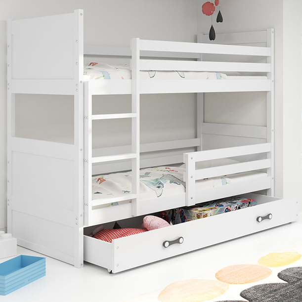 Stockbett für Jugendliche Richard, 90x200, mit Schublade, weiß