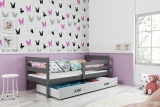 Jugenbett Erik, 80x190, mit Matratze und Schublade, grau/weiß