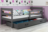 Jugendbett Erik, 90x200, mit Matratze und Schublade, grau