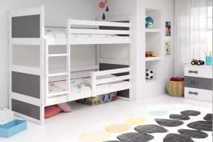 Stockbett für Jugendliche Richard, 90x190, weiß/grau