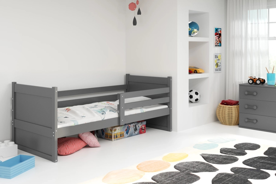 Jugendbett Richard, 90x200, mit Matratze, grau