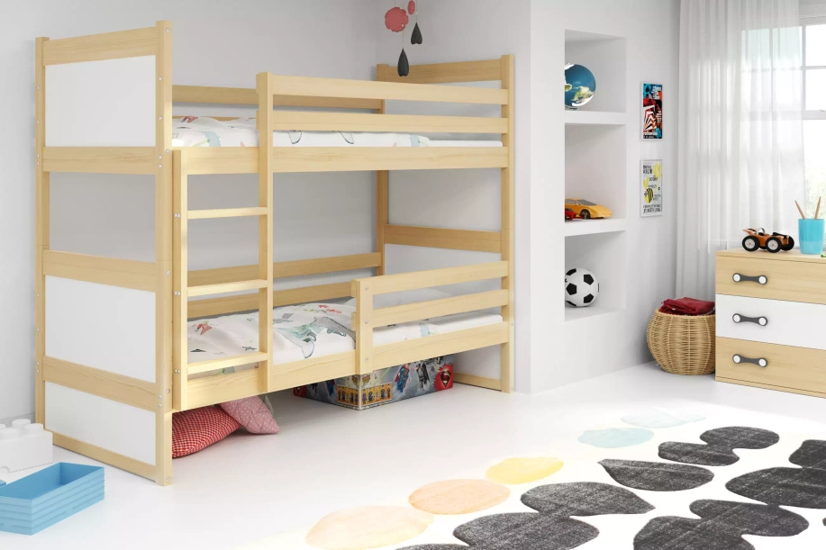 Stockbett für Jugendliche Richard, 90x200, Kiefer/weiß