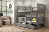 Stockbett für Jugendliche Jakob, 90x190, mit Matratze und Schublade, grau