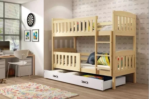 Stockbett für Jugendliche Jakob, 90x190, mit Schublade, Kiefer/weiß