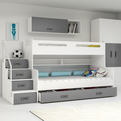 Stockbett für Jugendliche Max 3, 120x200, mit Matratze und Schublade, grau