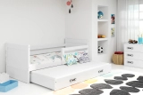 Ausziehbett für Jugendliche Richard, 90x200, mit Matratze und Schublade, weiß