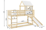 Hochbett mit Rutsche – Haus aus Naturholz 90x200