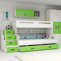 Stockbett für Jugendliche Max 3, 120x200, mit Matratze und Schublade, grün