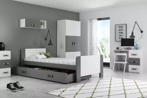 Jugendbett Darius, 80X200 mit Matratze und Schublade, grau