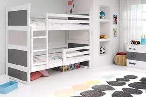Stockbett für Jugendliche Richard, 90x200, weiß/grau