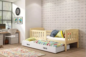 Ausziehbett für Jugendliche Jakob, 90x190, mit Matratze und Schublade, Kiefer/weiß