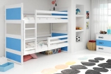Stockbett für Jugendliche Richard, 90x200, mit Matratze, weiß/blau