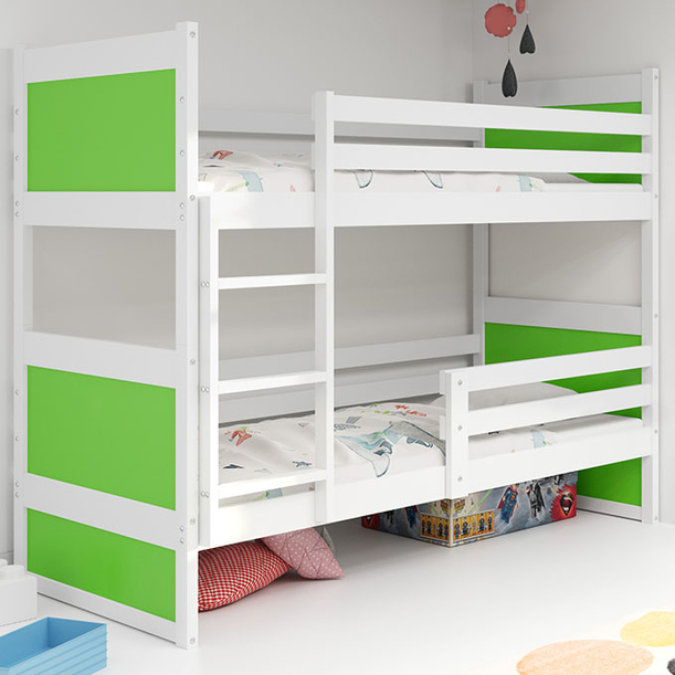 Stockbett für Jugendliche Richard, 90x200, weiß/grün
