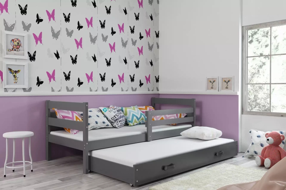Ausziehbett für Jugendliche Erik, 90x190, mit Schublade, grau