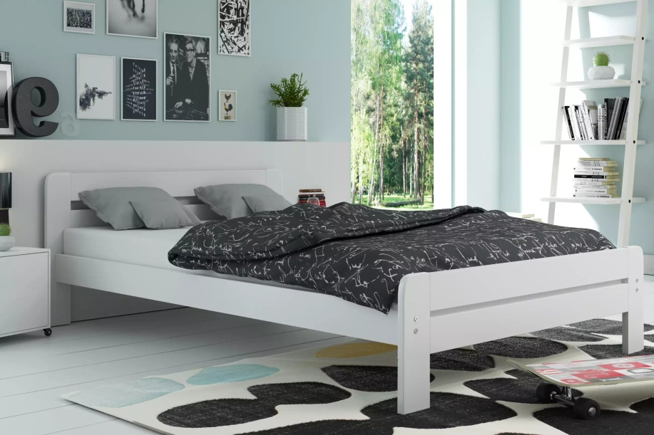 Doppelbett Dallas, 90x200, mit Matratze, weiß