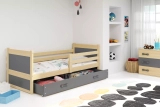 Jugendbett Richard, 80x190, mit Schublade, Kiefer/grau