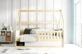 Smart 2 Hausbett für Kinder, 80x160, mit Matratze und Stauraum, naturholz