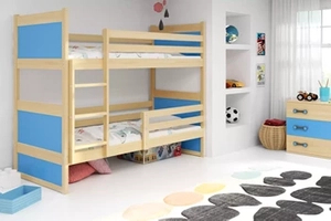 Stockbett für Jugendliche Richard, 90x200, Kiefer/blau