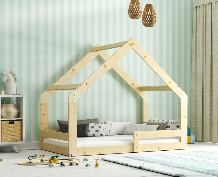 Hausbett für Kinder, 80x160, naturholz