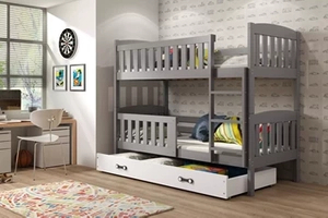 Stockbett für Jugendliche Jakob, 90x200, mit Schublade, grau/weiß