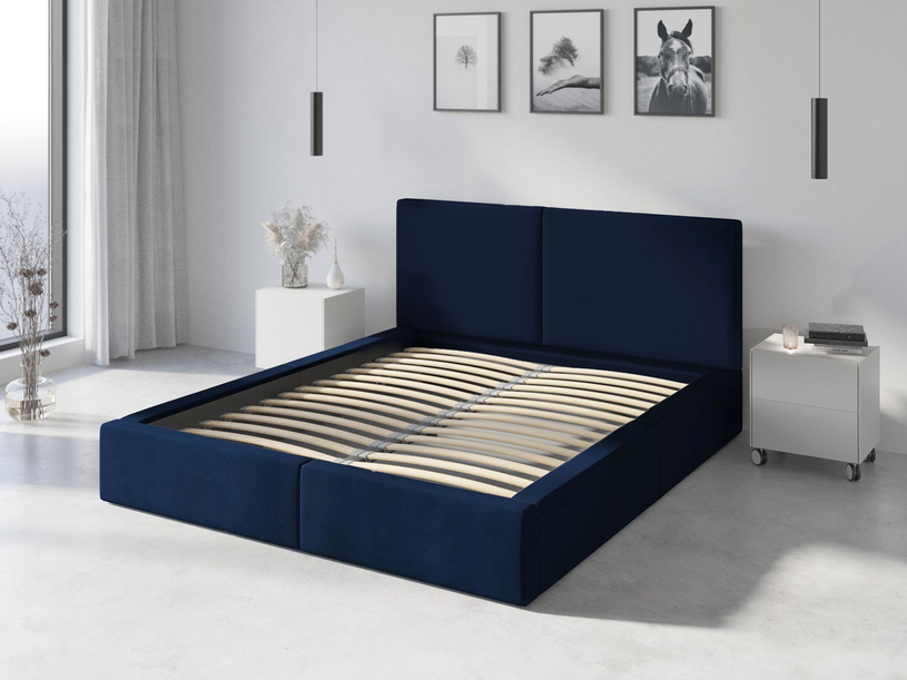 Polsterbett Schlafzimmerbett Doppelbett Hilton 140X200, blau 