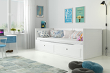 Ausziehbett für Jugendliche Tagesbett Hermes, 80X200, mit Matratze und Schublade, weiß
