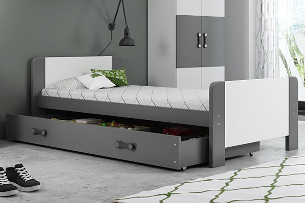 Jugendbett Darius, 80X200 mit Schublade, grau